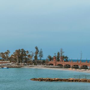 Orange Concrete Bridge Surrounded by Water