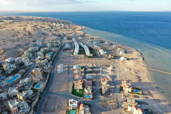 Aerial View of Hurghada City Over the Red Sea