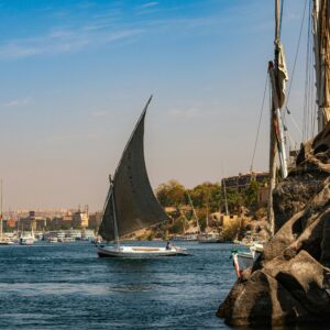 A sailboat on the nile river in egypt