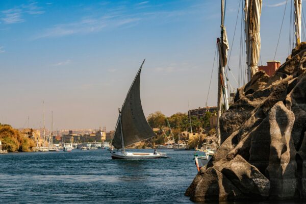 A sailboat on the nile river in egypt